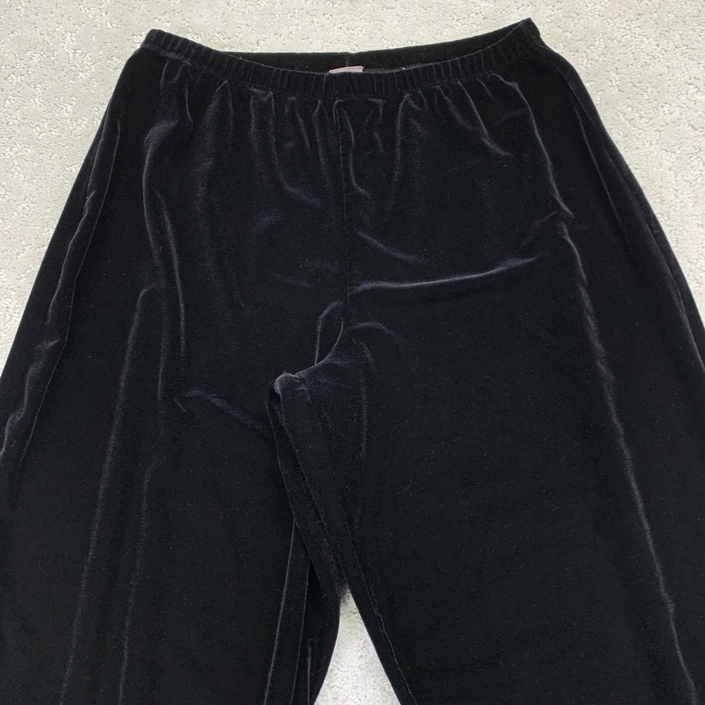 Black Velvet‎ Velour Pants Womens Small Wide Leg Palazzo Lounge Sleepwear Yk